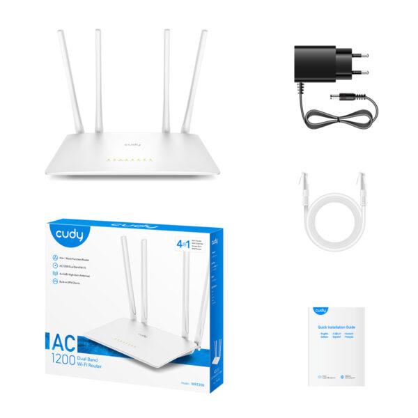 CUDY-WR1200 CUDY - WIFI 5 -AC 1200 KABLOSUZ ROUTER 