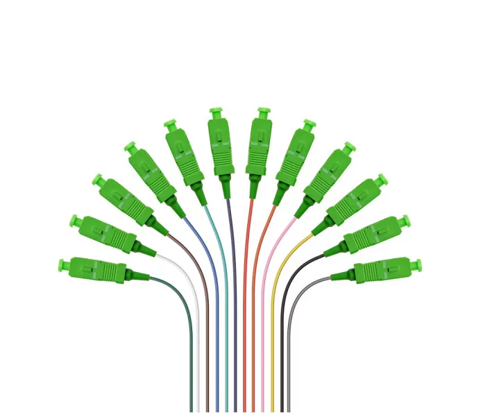 FBR-PT-SM-SC-APC-12C-1M 12 CORE - RENKLI SC APC SM 9/125 PIGTAIL - 1 MT