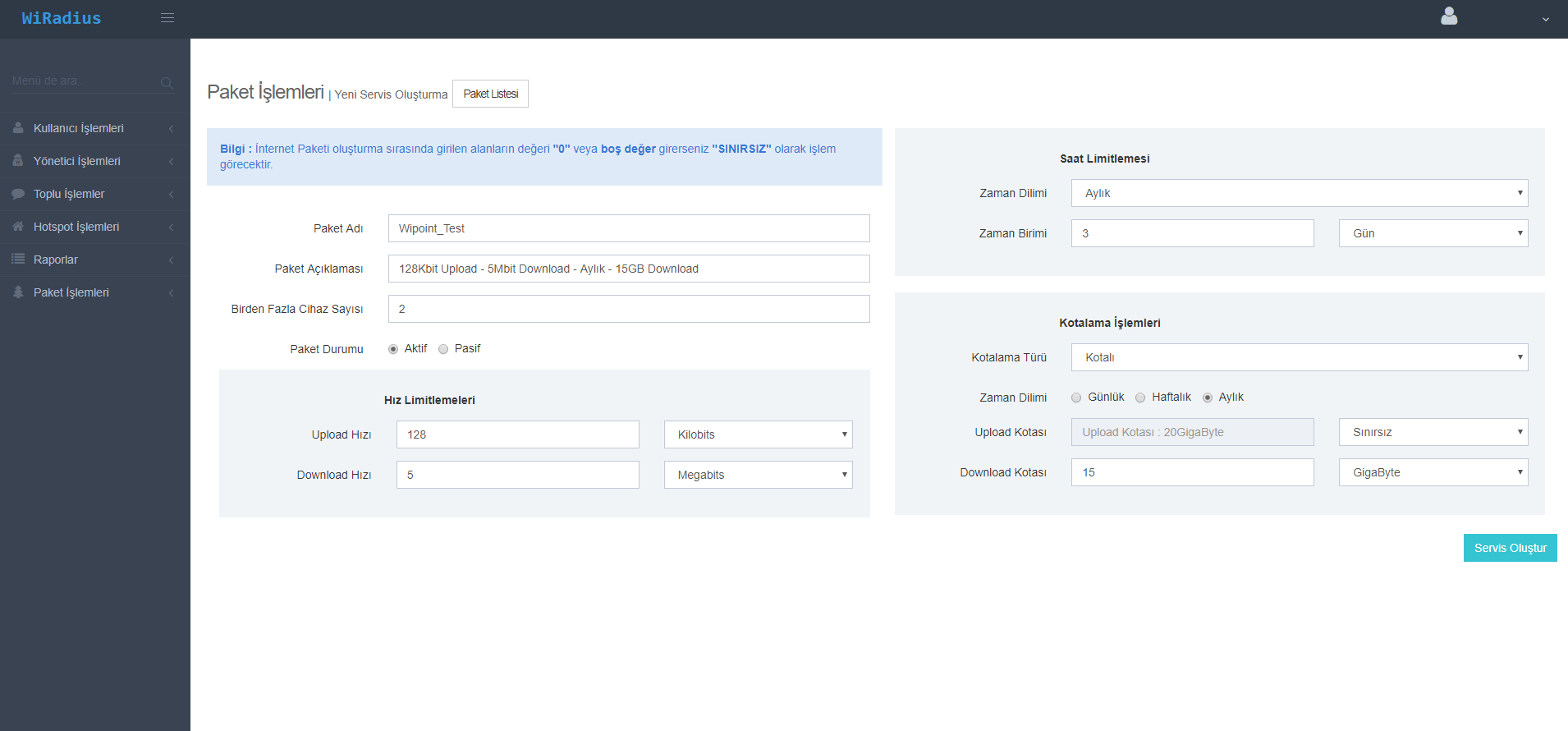 WIPOINT-100 100 ONLİNE KULLANICI HOTSPOT VE LOGIN YONETIM / YILLIK